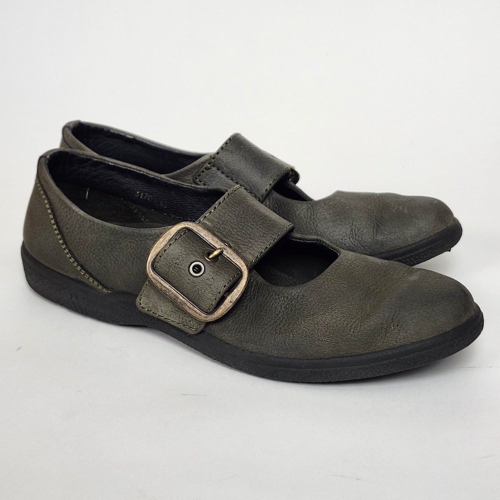 Vintage 90s Romika Leather Mary Jane Shoes EU 41 US 10 Gray Buckle Germany